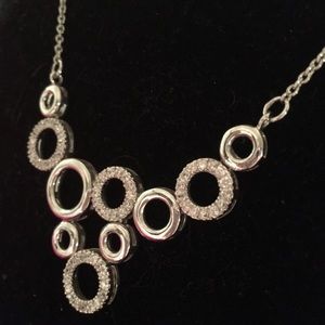 Sterling Silver CZ Clustered Circles Necklace 18”